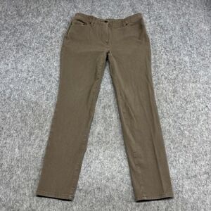 Chicos Pants Womens 1‎ R Brown Twill Khaki Straight Leg Stretch Casual Fall